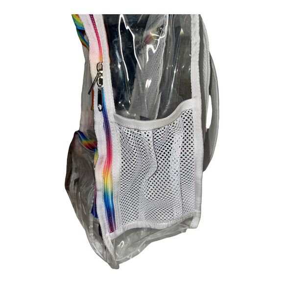 Clear backpack, Heavy Duty Transparent School Backpack Rainbow Straps - Picture 3 of 12